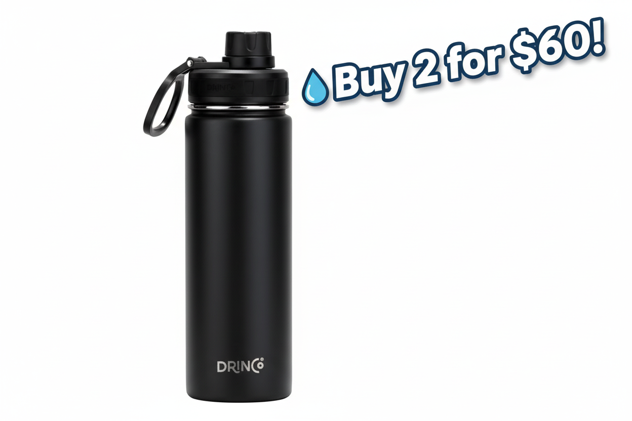 DRINCO® 22oz Stainless Steel Sport Water Bottle - Black